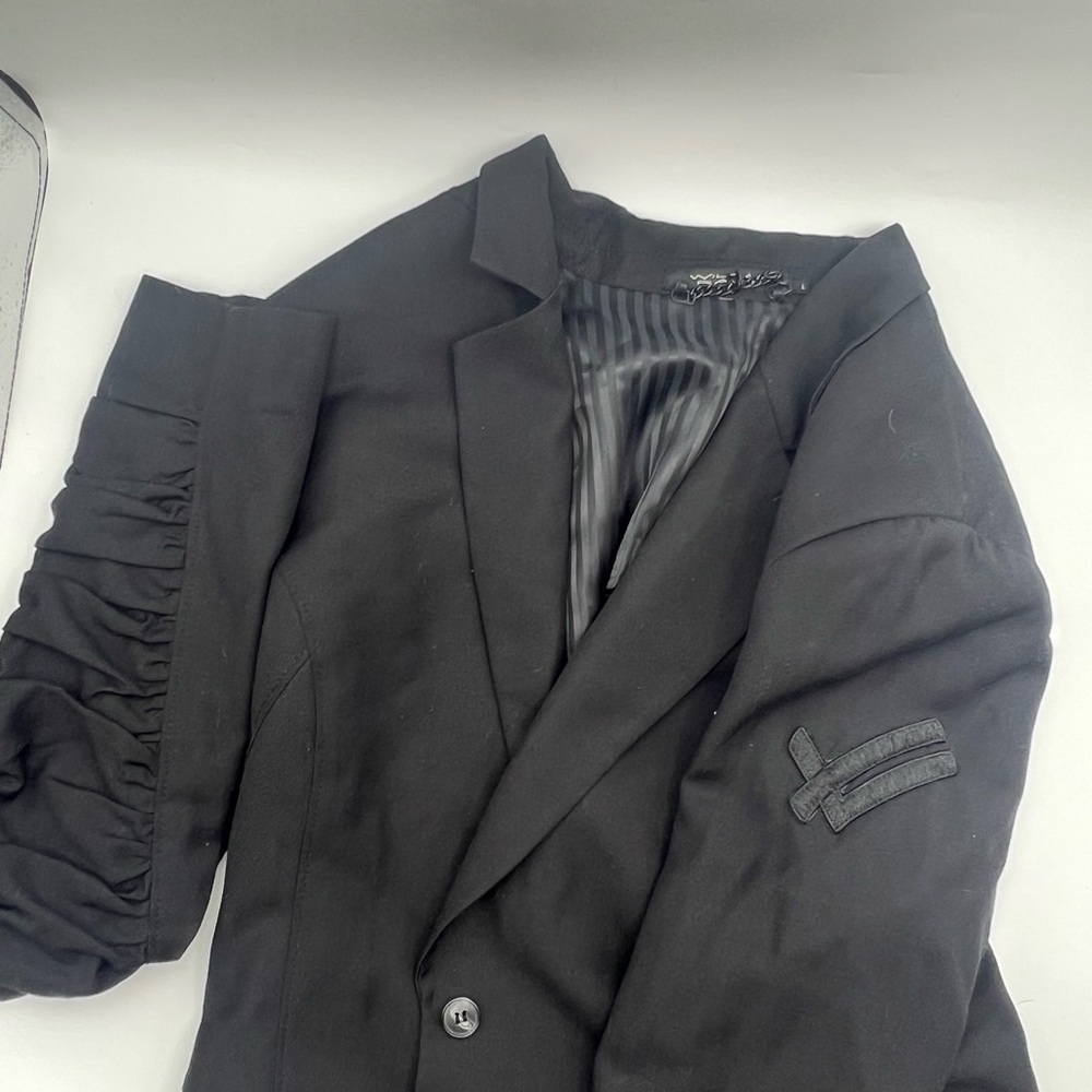 William Rast Women’s Black Logo Gathered Sleeve Blazer Sz. L